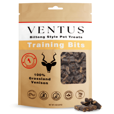 Single ingredient Ventus Training Bits made from pure venison.
