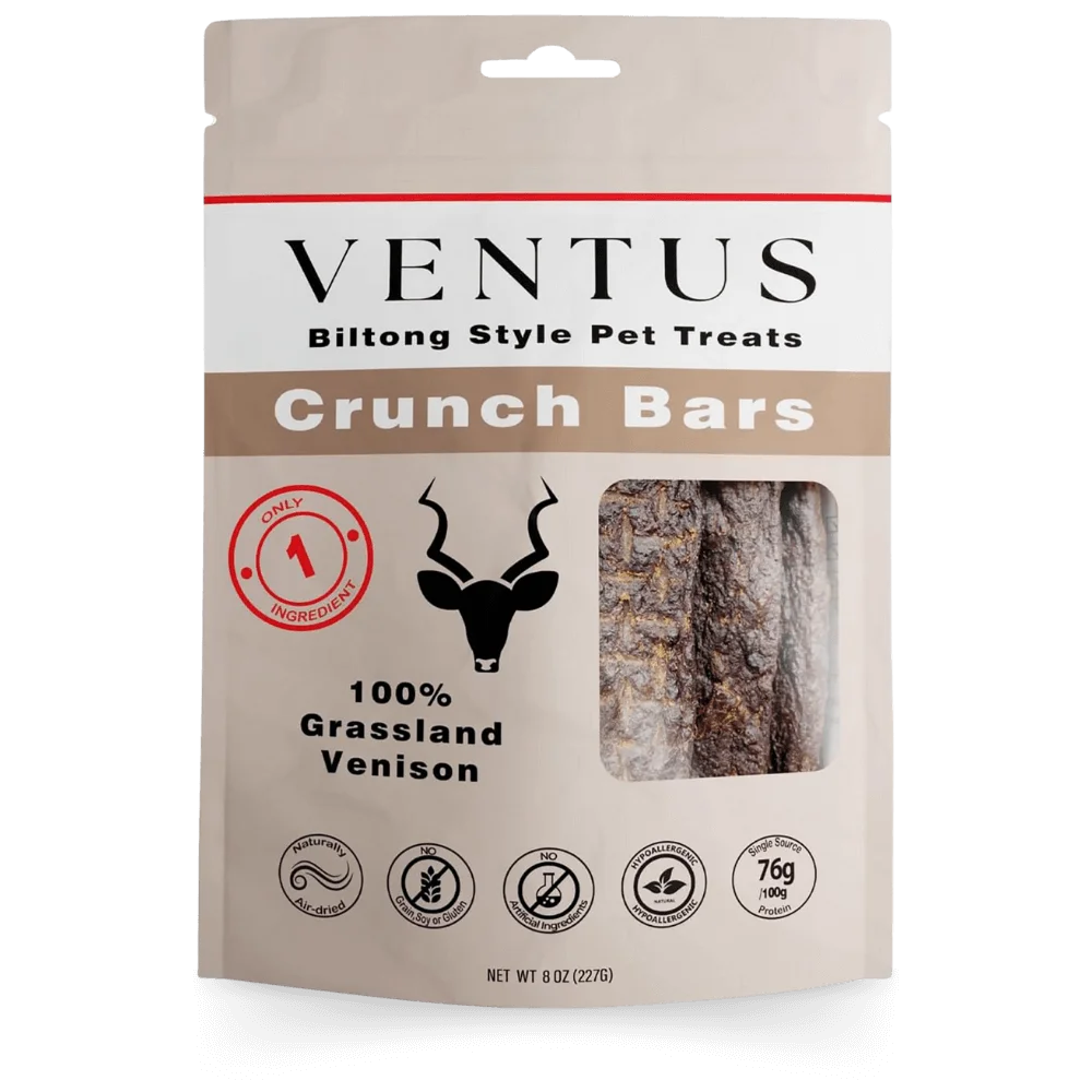 Ventus Crunch Bars 8oz Dog Treats - Crunchy, High-Protein, Grain-Free, No Artificial Ingredients