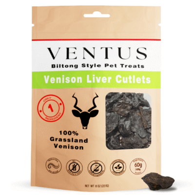 Ventus Venison Liver Cutlets 8oz Dog Treats - 100% Venison, High Protein, Grain-Free, No Artificial Ingredients